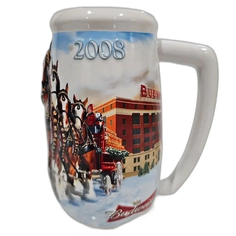 2008 Budweiser Holiday Stein Mug Christmas Clydesdale 75th Anniversary